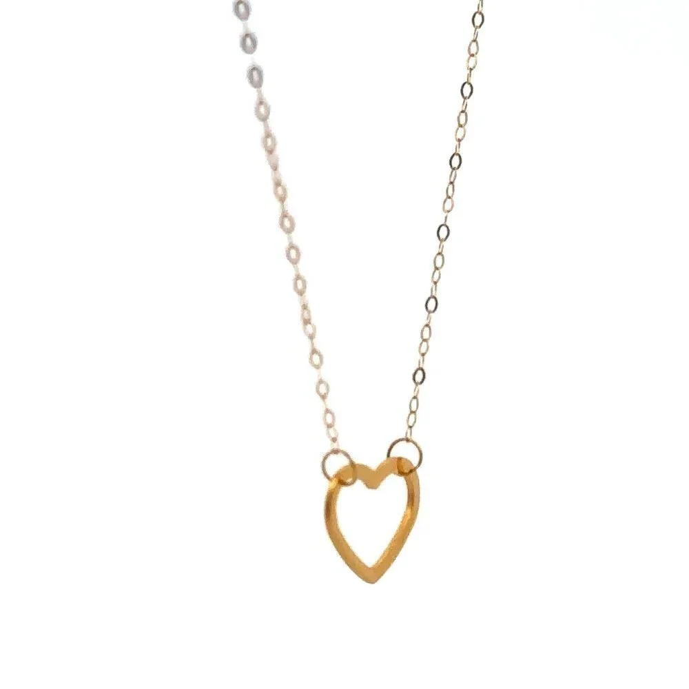 18K Gold Necklace Chain 18 inches Pendant Heart 0.58 grams - Picture 2 of 10
